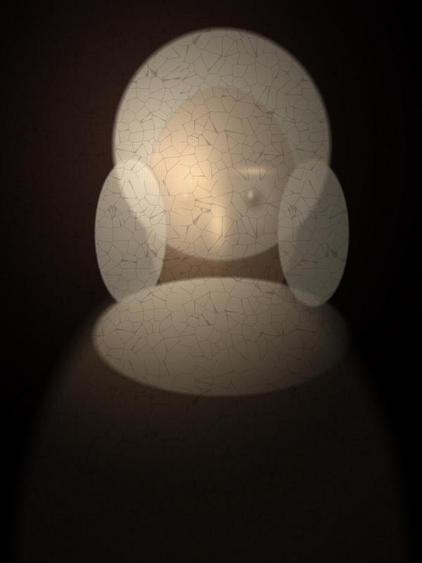 A Baroque self-portrait of the Curator, Auguste Vantoir — powdered wig, monocle, one eyebrow raised, emerging from shadow